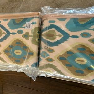 Pier 1 Ikat Blue, Green and Beige Curtains